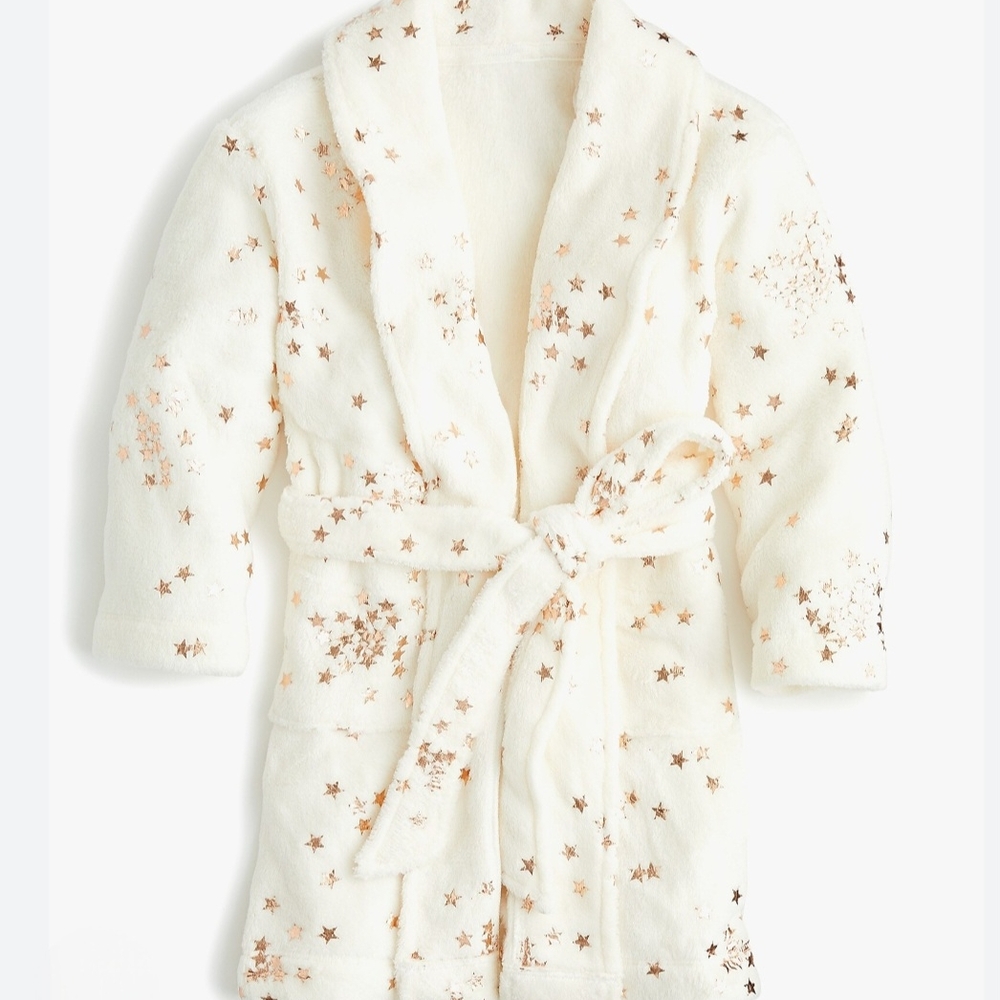 Kids White Robe with Gold Stars